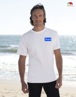 Weiße T-Shirts mit einfärbigem Firmenaufdruck