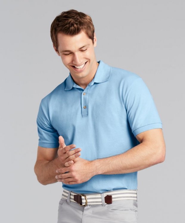 Poloshirt weiß mit Firmenaufdruck - zum Schließen ins Bild klicken