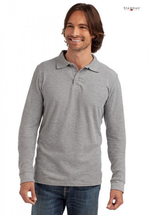 Langarm Poloshirt mit einfärbigem Firmenaufdruck - zum Schließen ins Bild klicken